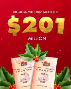 A photograph illustrating the win lotto mega millions jackpot of $201 million.