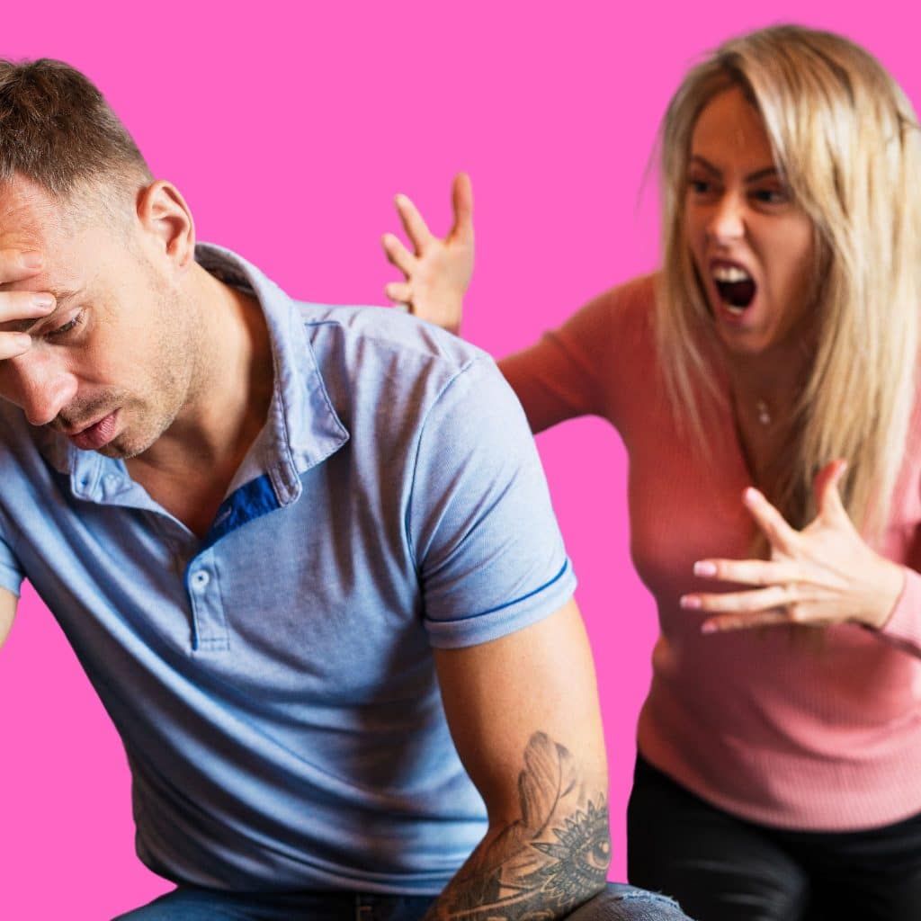 A picture showing a woman yelling at her husband before learning about the separation spell to help her walk away without a fight