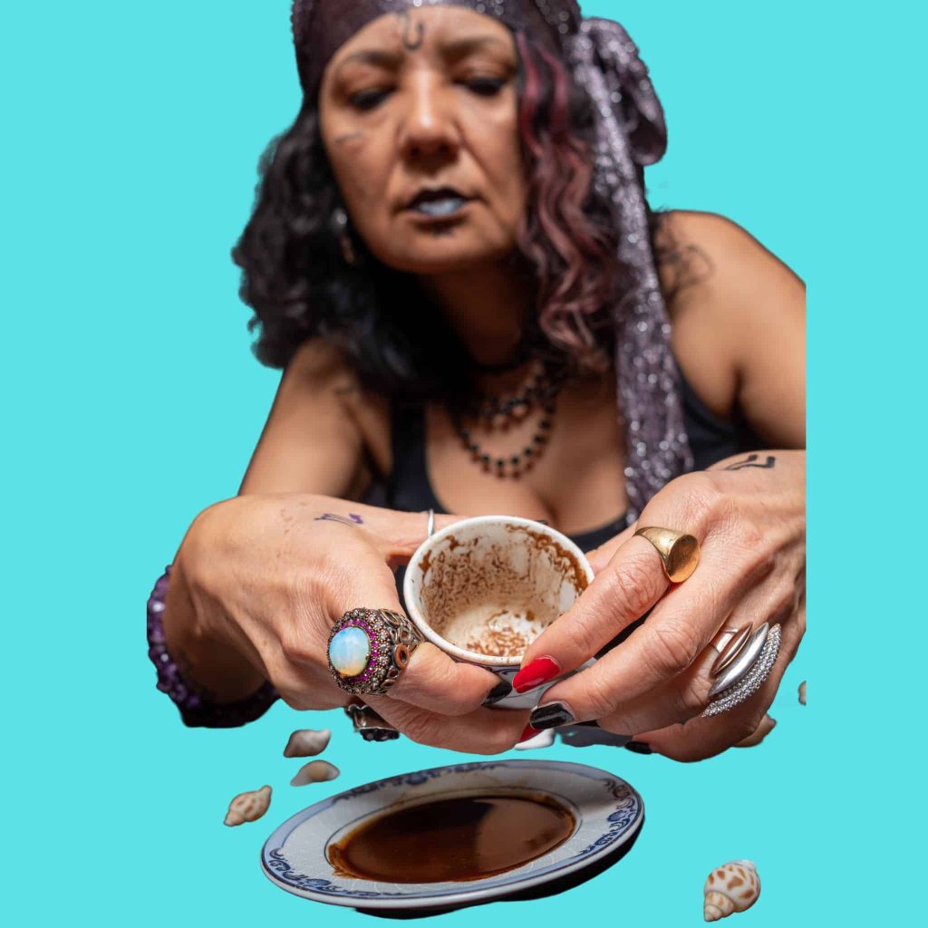 An image showing a fortune-telling woman during a healing session